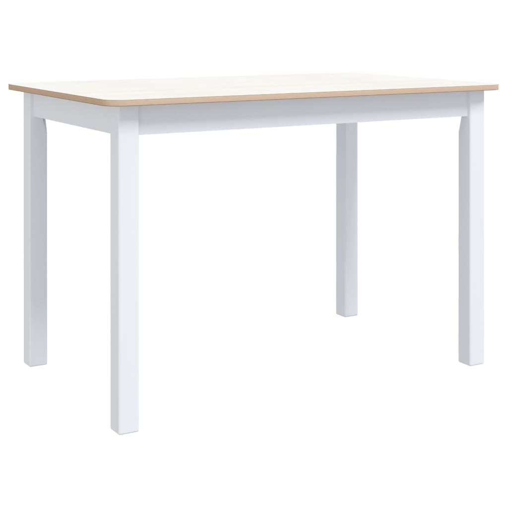 Table à manger Blanc et marron 114x71x75 cm Bois d'hévéa massif - 2