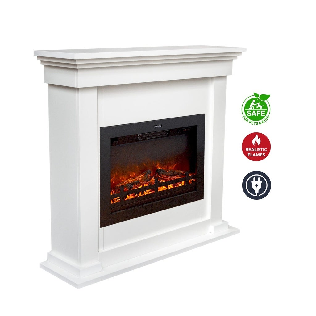 Xaralyn | Cheminée électrique Flex EFL-HLW Habillage de cheminée en bois blanc - Chauffage - Chauffage 1500 Watt - télécommande - 3