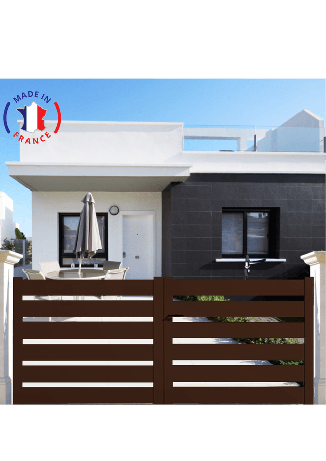 Portail aluminium battant SAH en kit dimensions L.3500 (entre piliers) x H.1500 mm Couleurs Marron (RAL 1247)