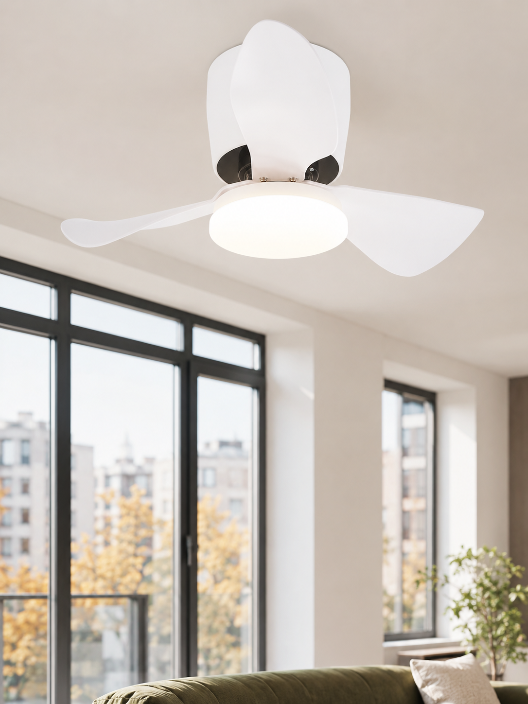 Wentylator sufitowy NETTLIFE z oświetleniem, ściemniaczem, cichy, 70 cm, LED, 23 W, biały, lato/zima, 6-biegowy timer