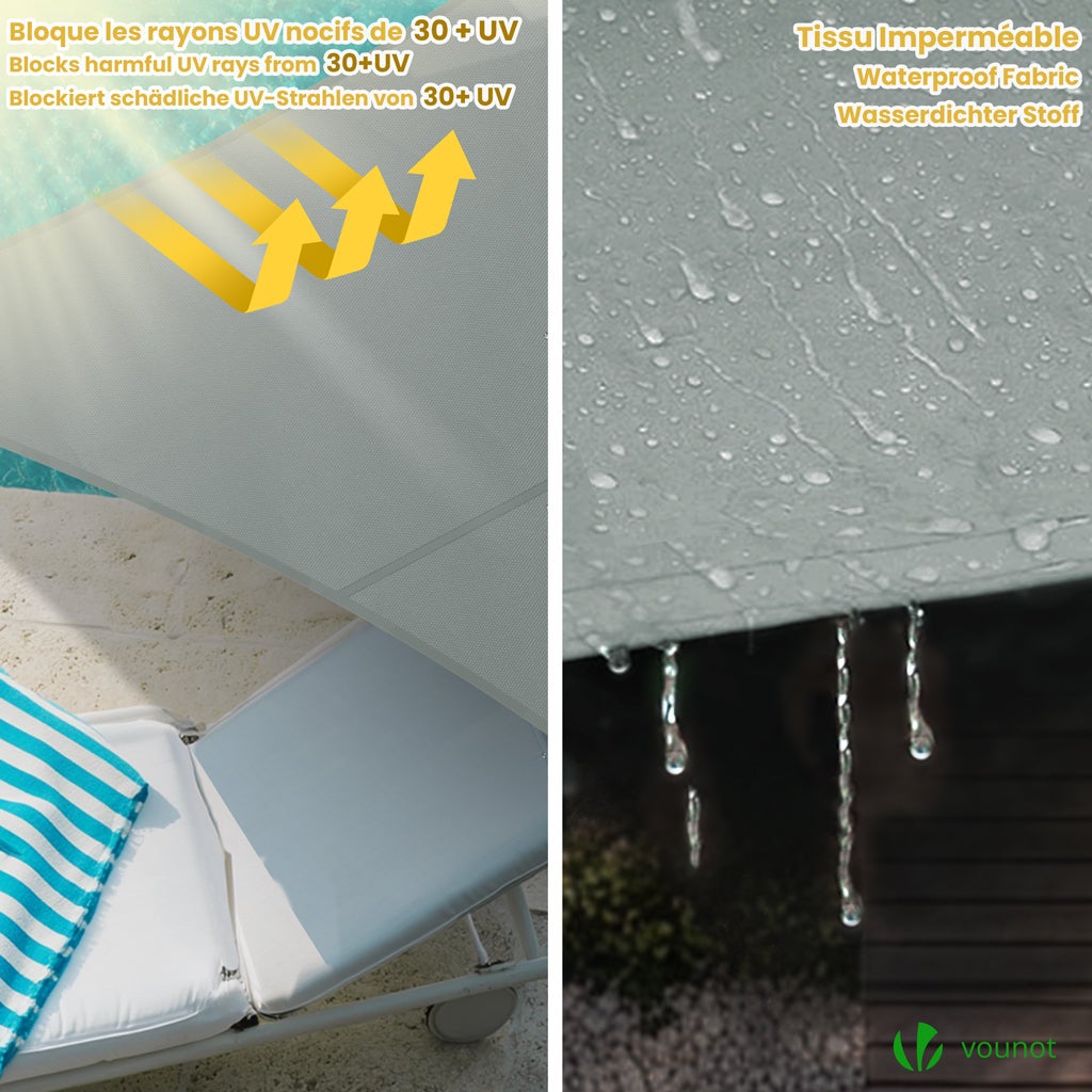 Voile d'ombrage Triangle en Polyester Imperméable avec Kit de Montage 3x3x3m Gris VOUNOT® - 4