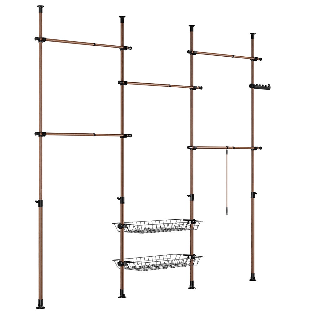 SoBuy Wieszak stojący z dwiema półkami Brązowy 62x75x200cm Funkcjonalny KLS04-II-BR