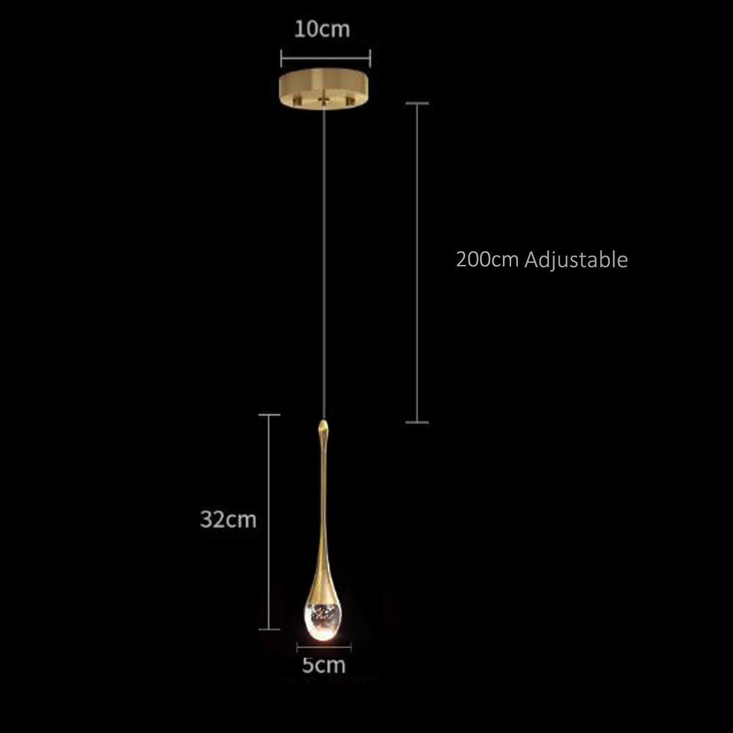 Lustre LED 5W Créatif Suspension Luminaire Moderne en forme de goutte d'eau, Plafonnier en Cristal Lampe Suspendue pour Salon Restaurant Escalier - 6