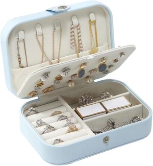 Scatole Portagioie, 9 Griglia Scatola Porta Gioielli con Coperchio, Portatile Organizzatore di Gioielli in Velluto, Scatola di Gioielli con Serratura per Orecchini Collane Anelli Orologi (Beige