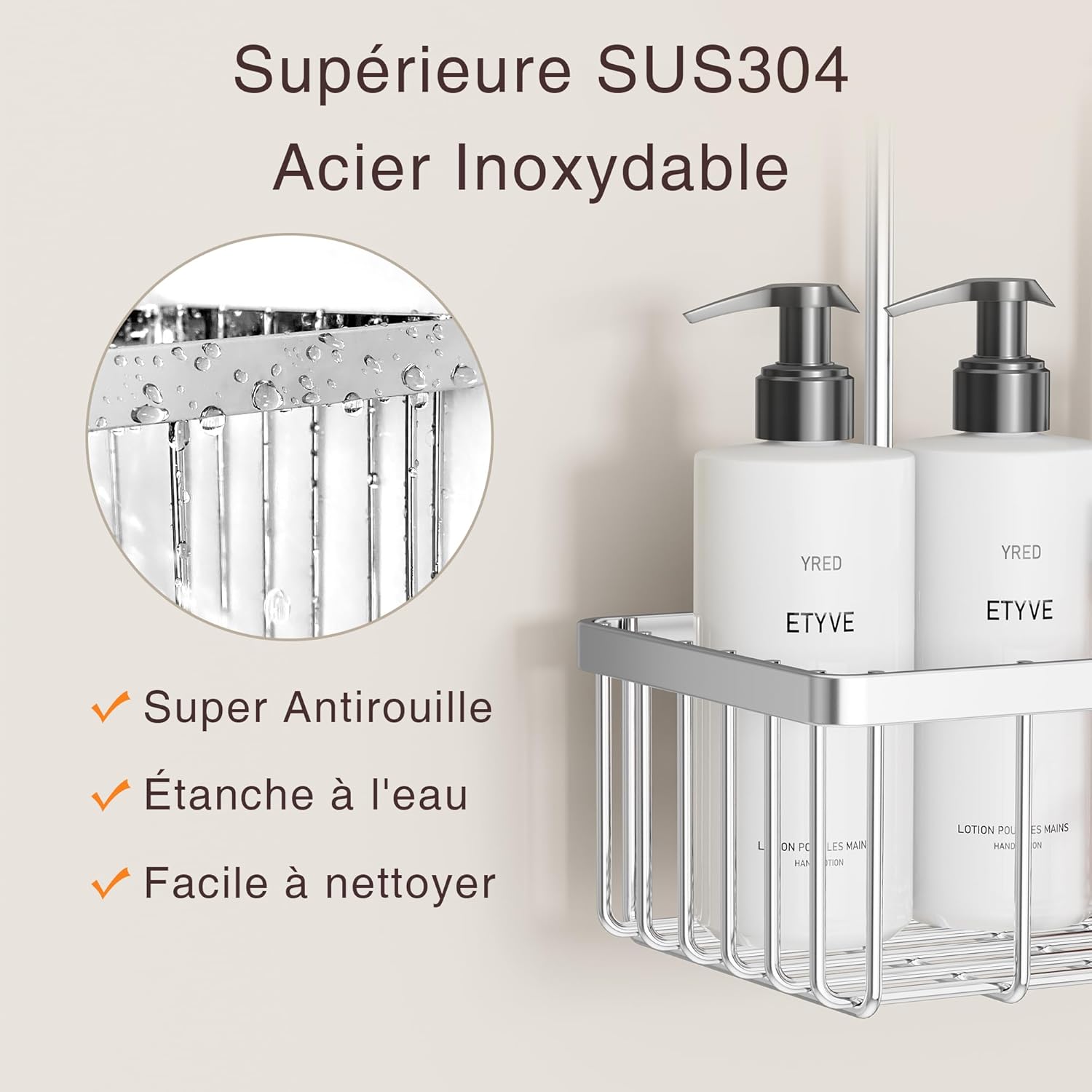 Étagère De Douche Hawsam 2PCS Sans Perçage - Support Pour Rail De Douche, Organisateur