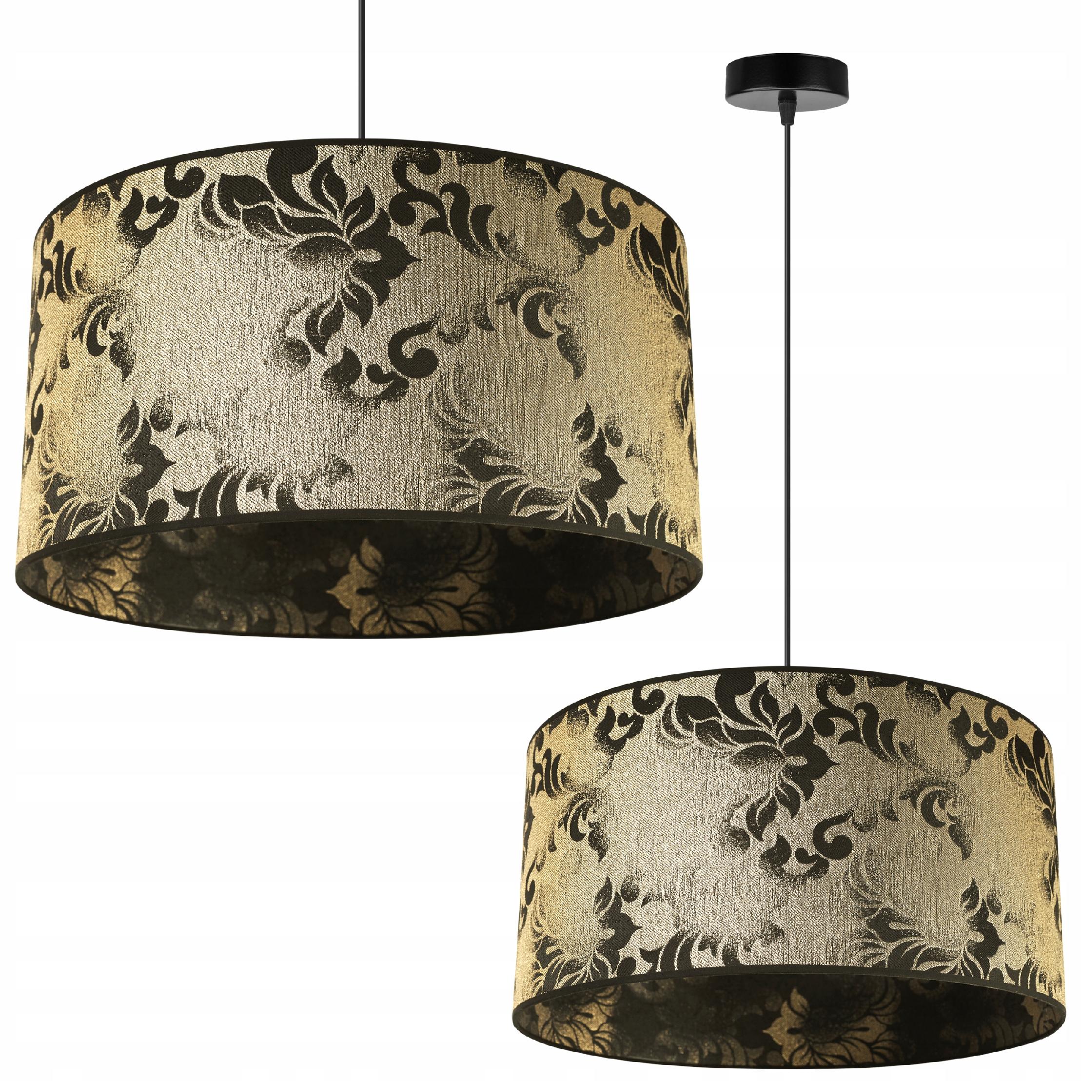Lampa sufitowa wisząca stylish Werona 1xE27 klosz owalny wzorzysty czarny/złoty Light Home LH