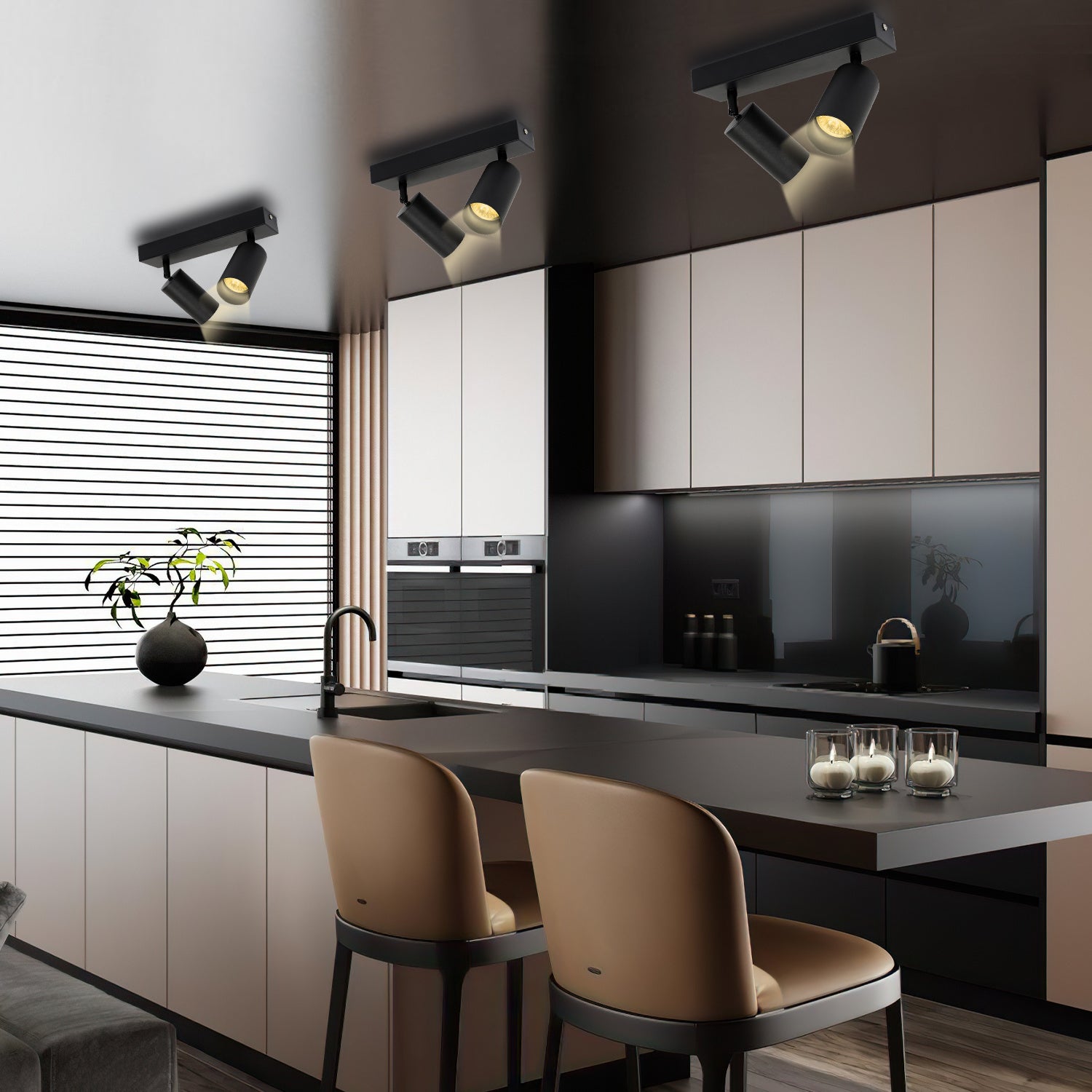 2 Spots de Plafond Orientables - Double Tube Réglable - Éclairage d'Ambiance pour Salon et Chambre - 8