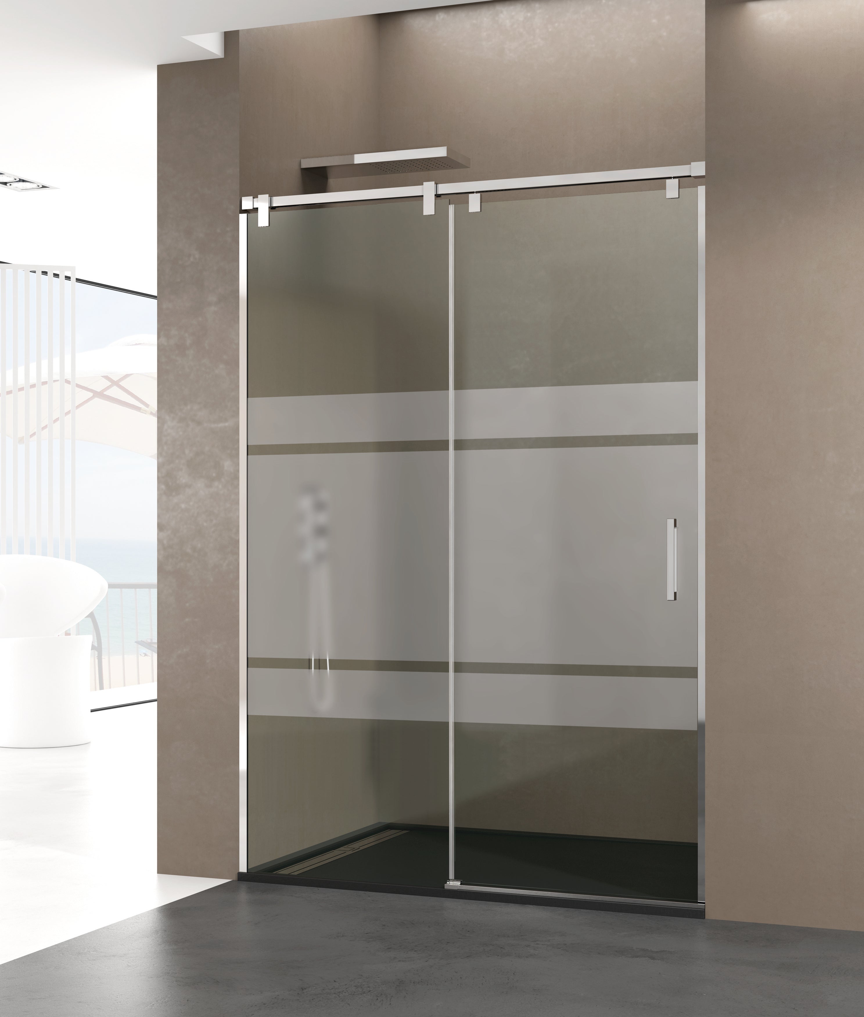 Mampara angular FUTURA frontal + lateral fijo 110x80 cm acero ...