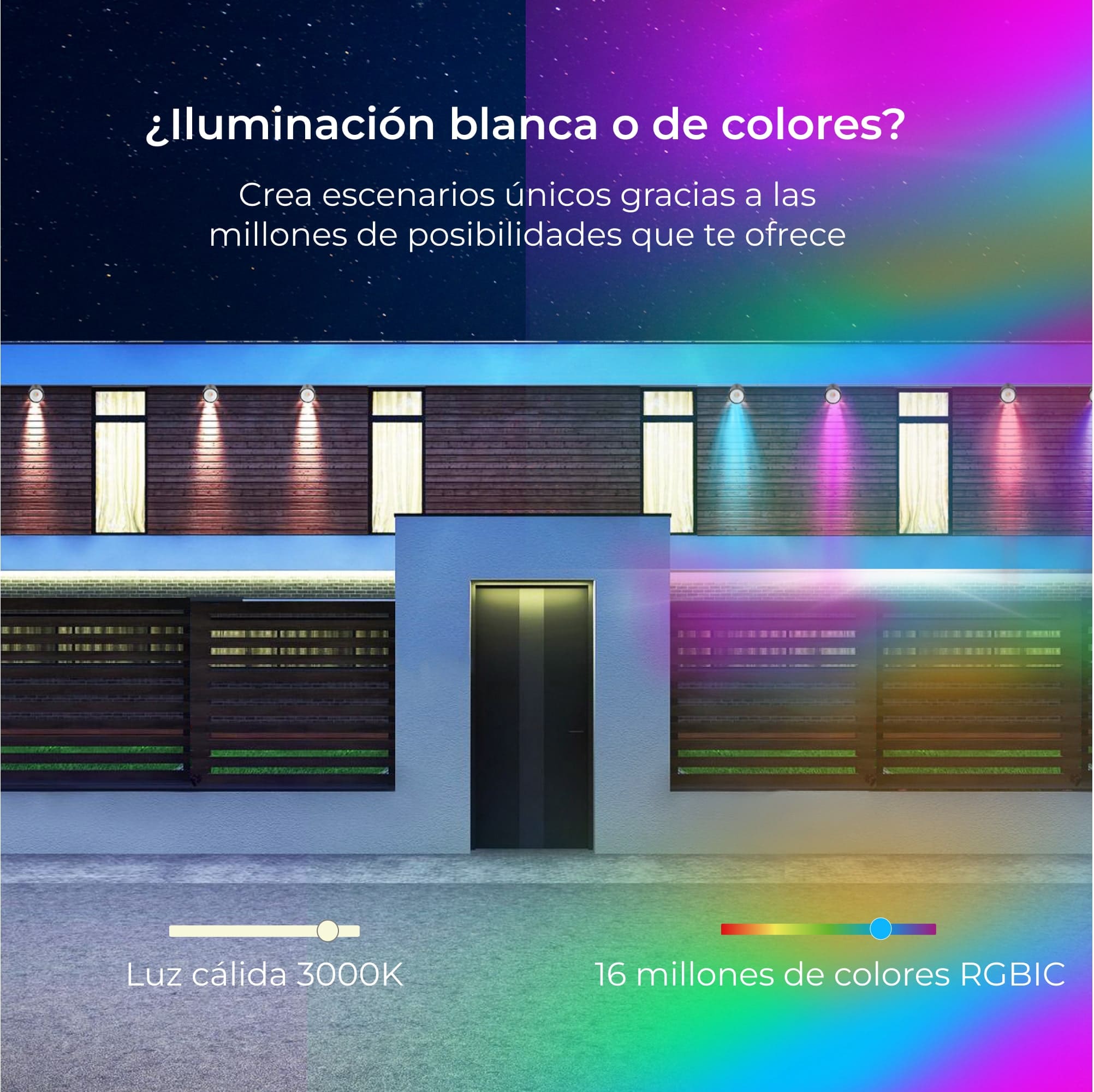 Ksix Pack 4 Smartled Outdoor Focos LED RGBWIC - IP65 - Control por APP - Instalacion Facil - 6