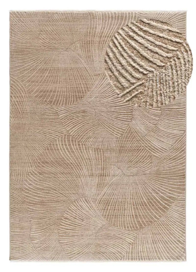 Tapis intérieur beige rectangulaire l.160 x L.230 cm ONA géométrique avec franges - ATTICGO - 2