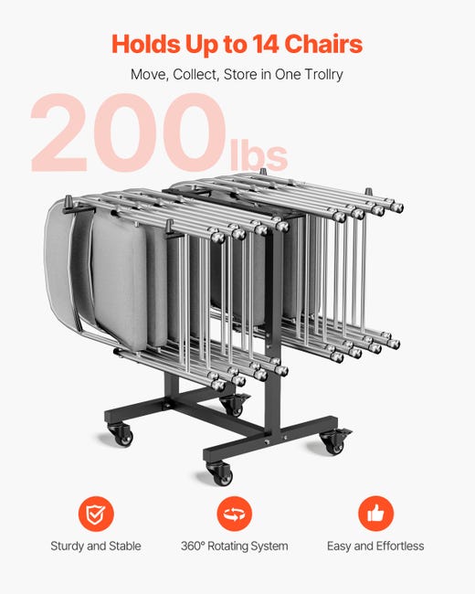 UPGORILO Carrello pieghevole con tavolo e sedie – Innovativo carrello per sedia mobile, capacità di 42 sedie pieghevoli, robusto supporto per sedia pieghevole in metallo con ruote di bloccaggio in UPGORILO Carrello pieghevole con tavolo e sedie – Innovativo carrello per sedia mobile, capacità di 42 sedie pieghevoli, robusto supporto per sedia pieghevole in metallo con ruote di bloccaggio in