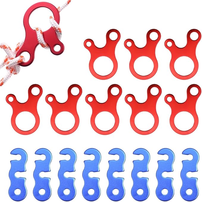 20 Pcs Tendeur de Corde en Alliage d'Aluminium Tendeur de Camping Crochet Ajusteur de Corde Durable Antidérapant pour Bâche de Tente Randonnée Camping