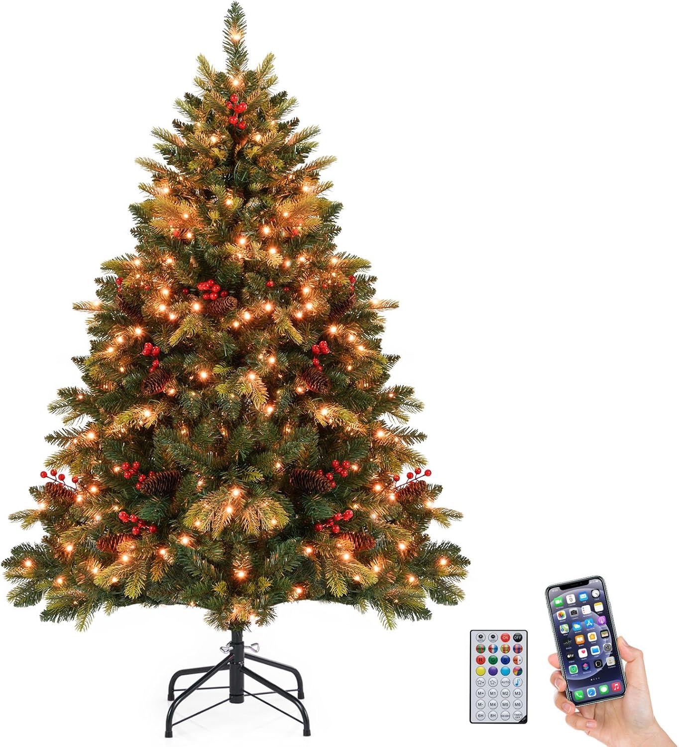 Petit Sapin De Noël Artificiel Slim 120 Cm, Décoré Et Lumineux Avec 150 LED – ComfortXL Outdoor Living