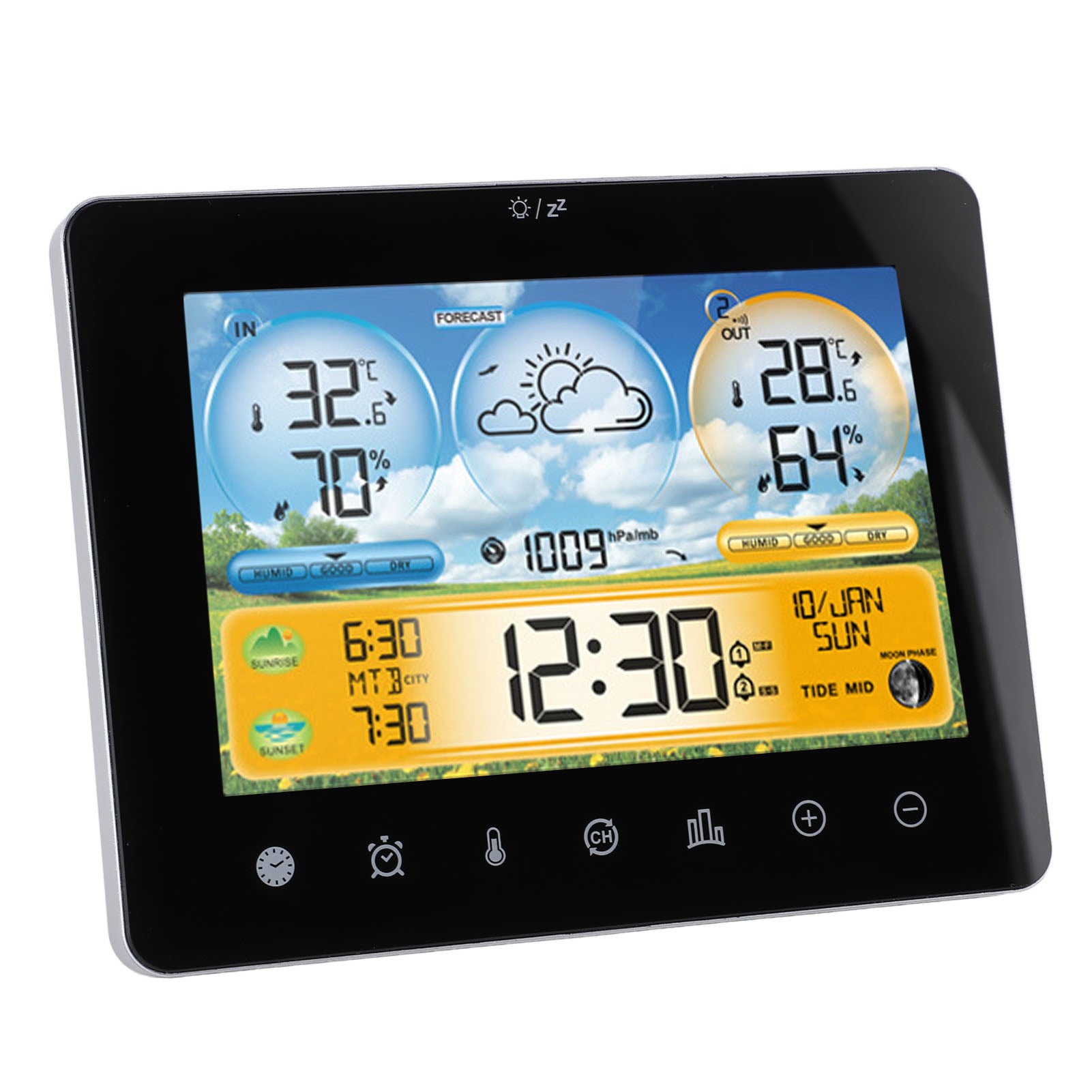 Station Météo Sans Fil écran Tactile Couleur - 3 Capteurs Température Humidité Intérieur/extérieur - 2