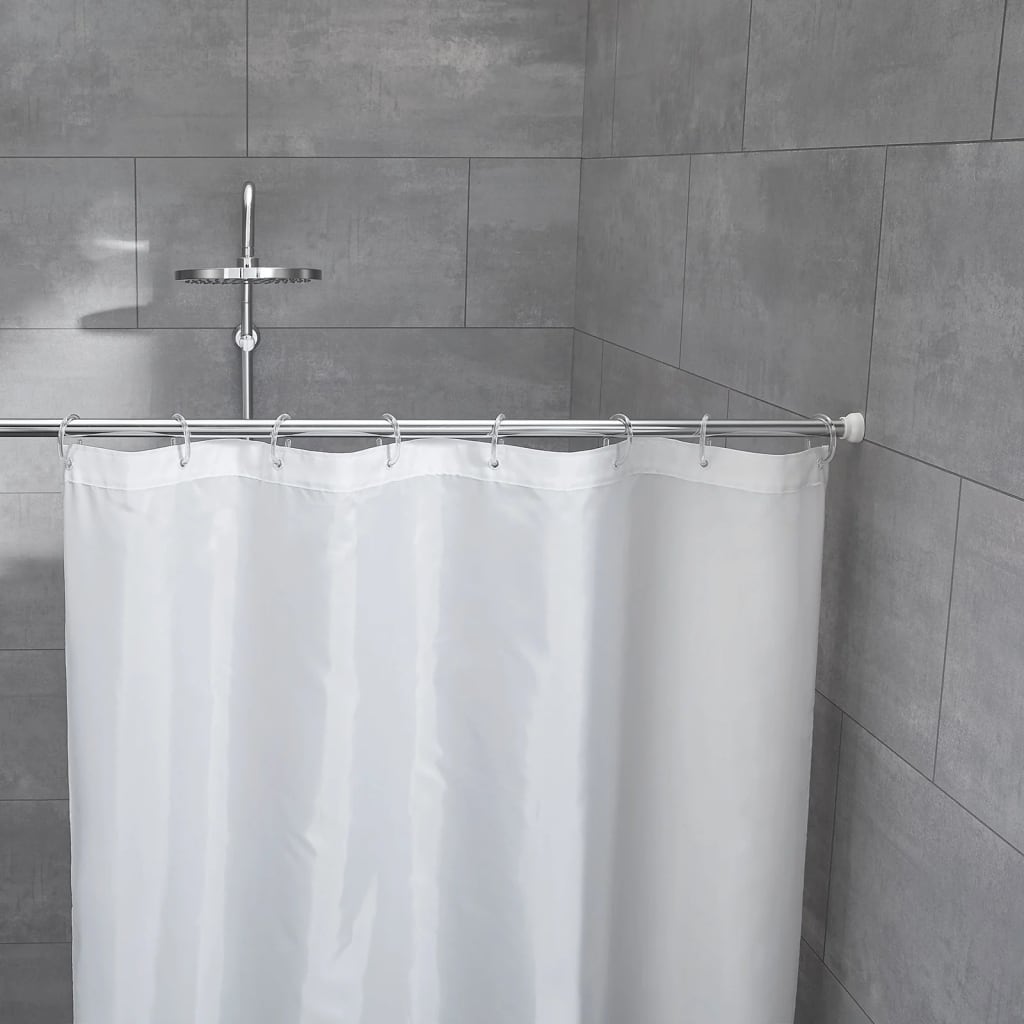 Barra De Cortina De Ducha Angular Gedy - 80x80 Cm, Tubos Recortables, Acero Blanco, Para Cortinas De 180-240 Cm