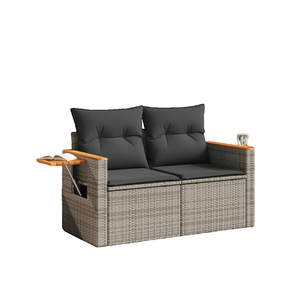 Salon bas de jardin en polyrattan Gris 2 personnes - 3