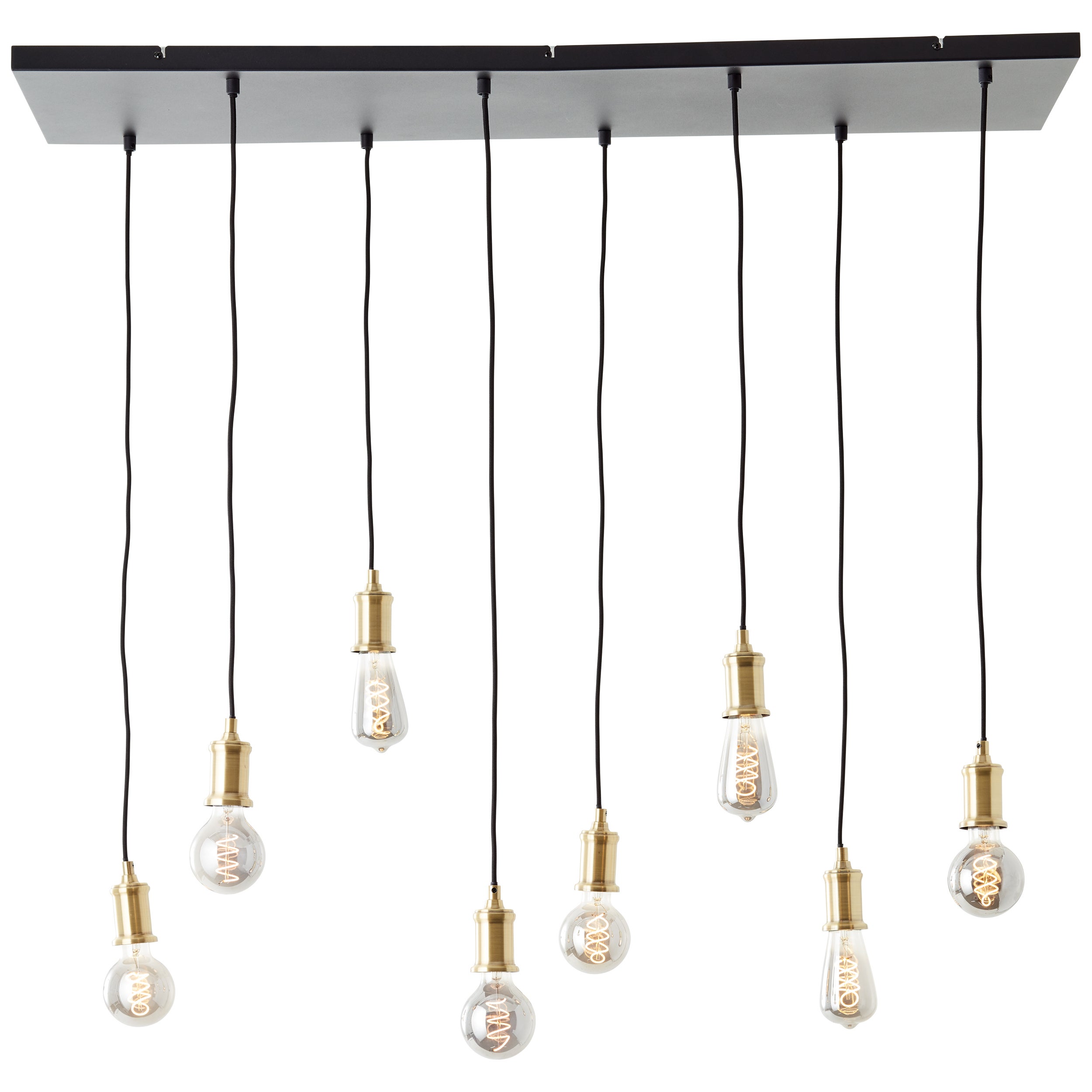 Brilliant Lamp Darcia 8-lampowa lampa wisząca czarny metal/szkło 8x A60, E27, 60 W