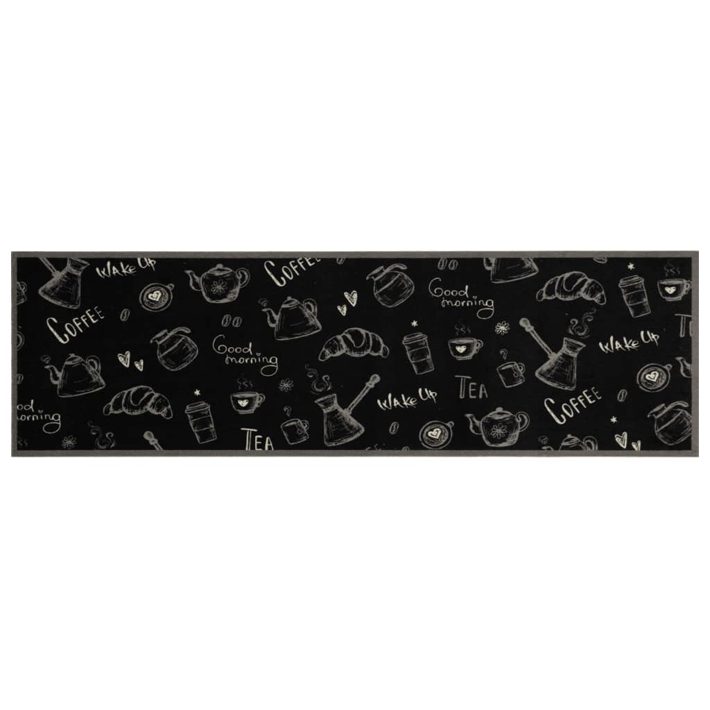 Alfombra de cocina | tapete para la cocina lavable terciopelo negro morning 45x150 cm cfw65245