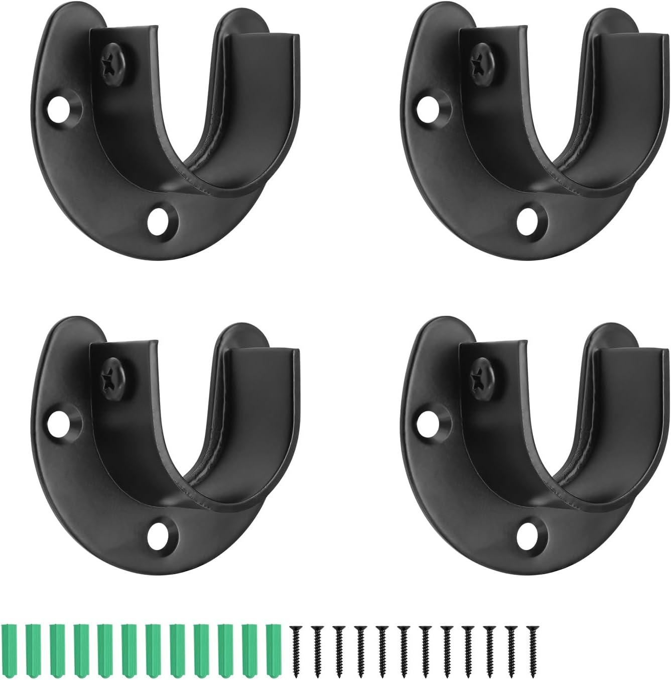 Lot de 2 Supports Réglables pour Tringle de Garde-Robe, Support de Tringle pour Penderie, Noir