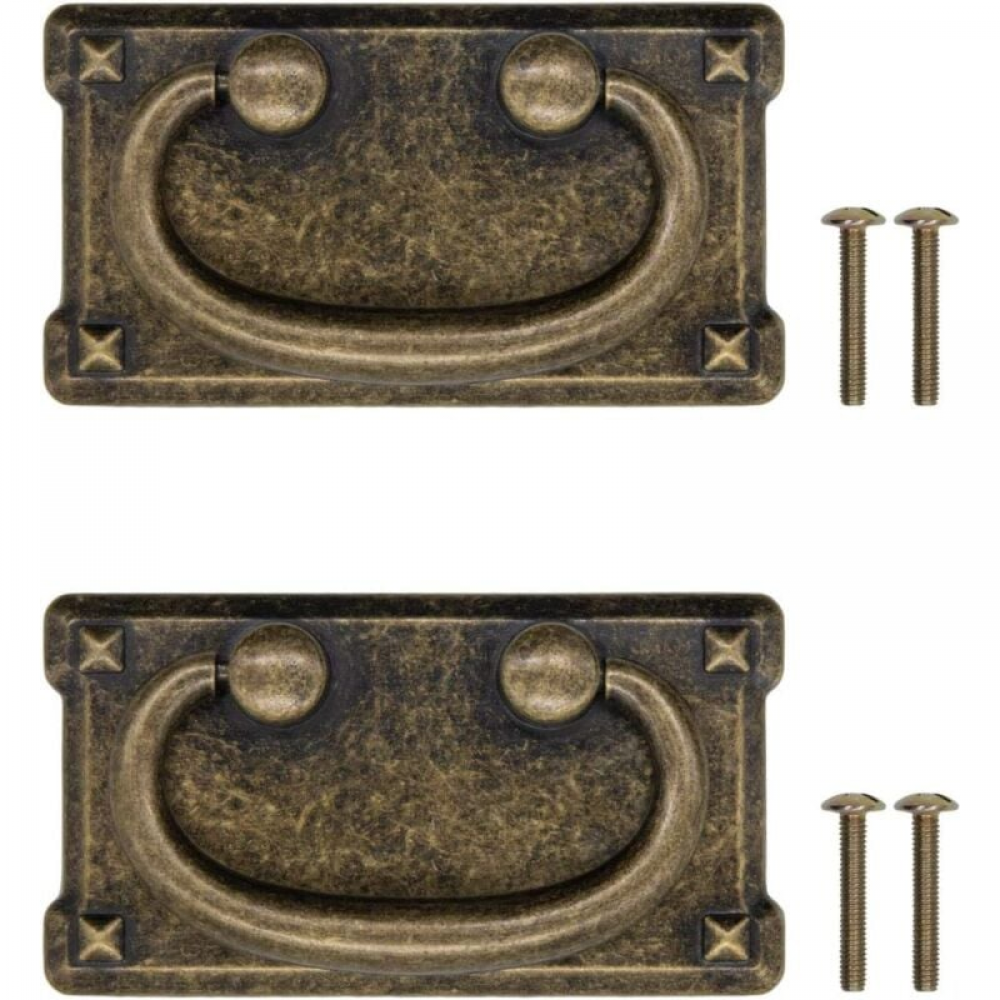 Uchwyt meblowy - do szuflad, szafek - stop cynku - 2 sztuki - 9,6 x 5,2 cm - brąz