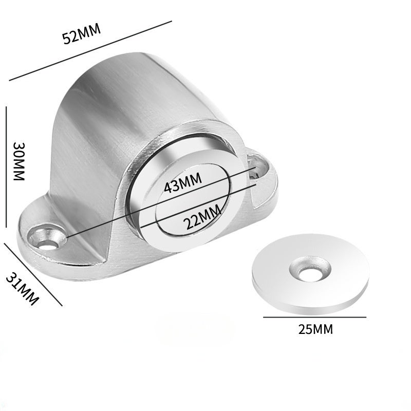 Lot de 2, Absorbeur de chocs magnétique ultra-puissant pour porte, bloque-porte en zinc, argent - 2