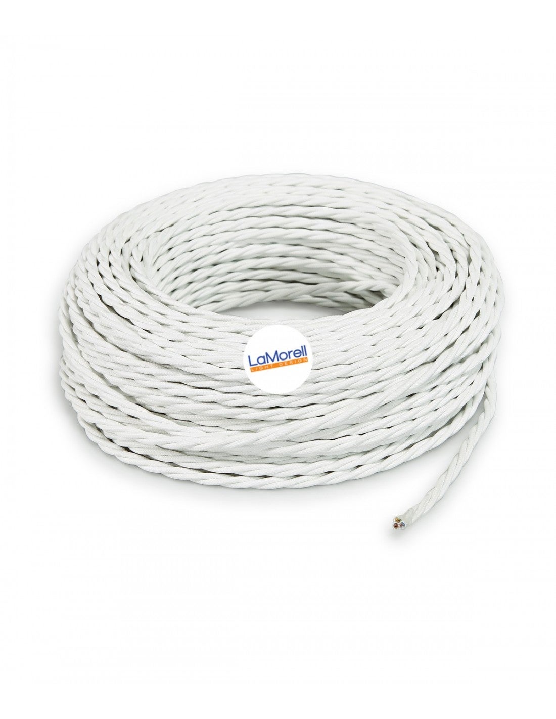 LaMorellLightDesign - Cabo elétrico em tecido branco tr30 30mt 2x1.50 - 3
