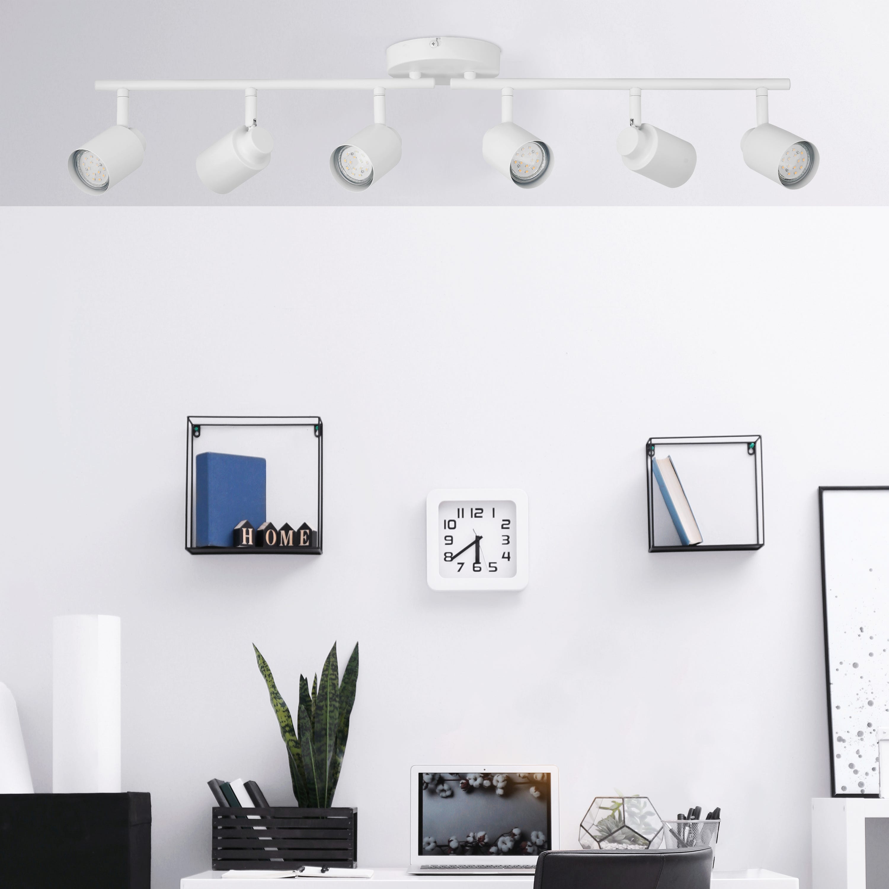 INSPIRE - Lampa sufitowa TEKLA 6-punktowa - Nowoczesna lampa sufitowa - 6 x GU10 - Głowice uchylne - Dł. 76 cm - W. 15 - IP20 - Metal matowy - Biały