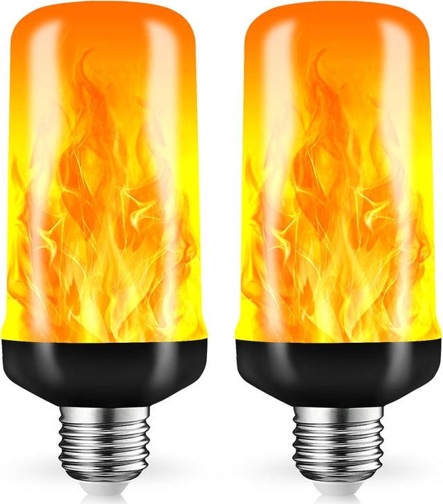 Ampoule à Flamme E27,2 Pack LED Ampoules Effet de Flamme avec Capteur de Gravité, LED Lumière Scintillante pour Halloween Intérieure/Extérieure/Bar