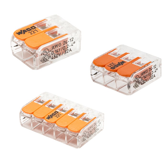 Pot de bornes Wago, 30x2 entrées, 50x3 entrées, 20x5 entrées, 32A, transparent, sans outils, CAGE CLAMP®, 405V, 4kV, 0.14-4 mm² - 5