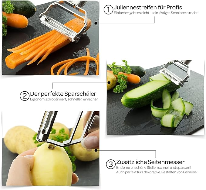 Pelapatate Multifunzione 6 In 1 - Grattugia E Tagliaverdure Con Lame Acciaio Inox