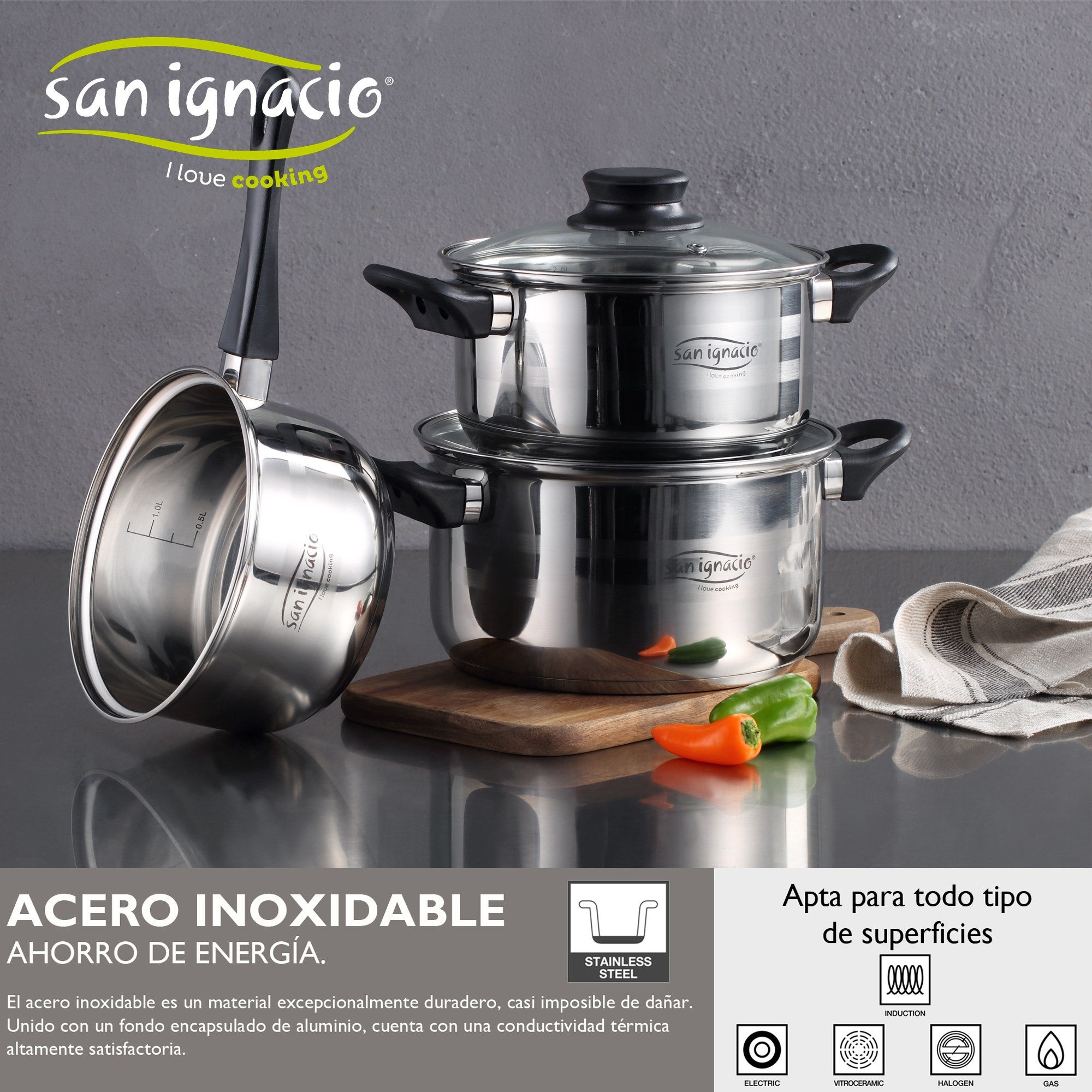 San Ignacio - conjunto de utensílios de cozinha e panela de 5 peças em vermelho - 3
