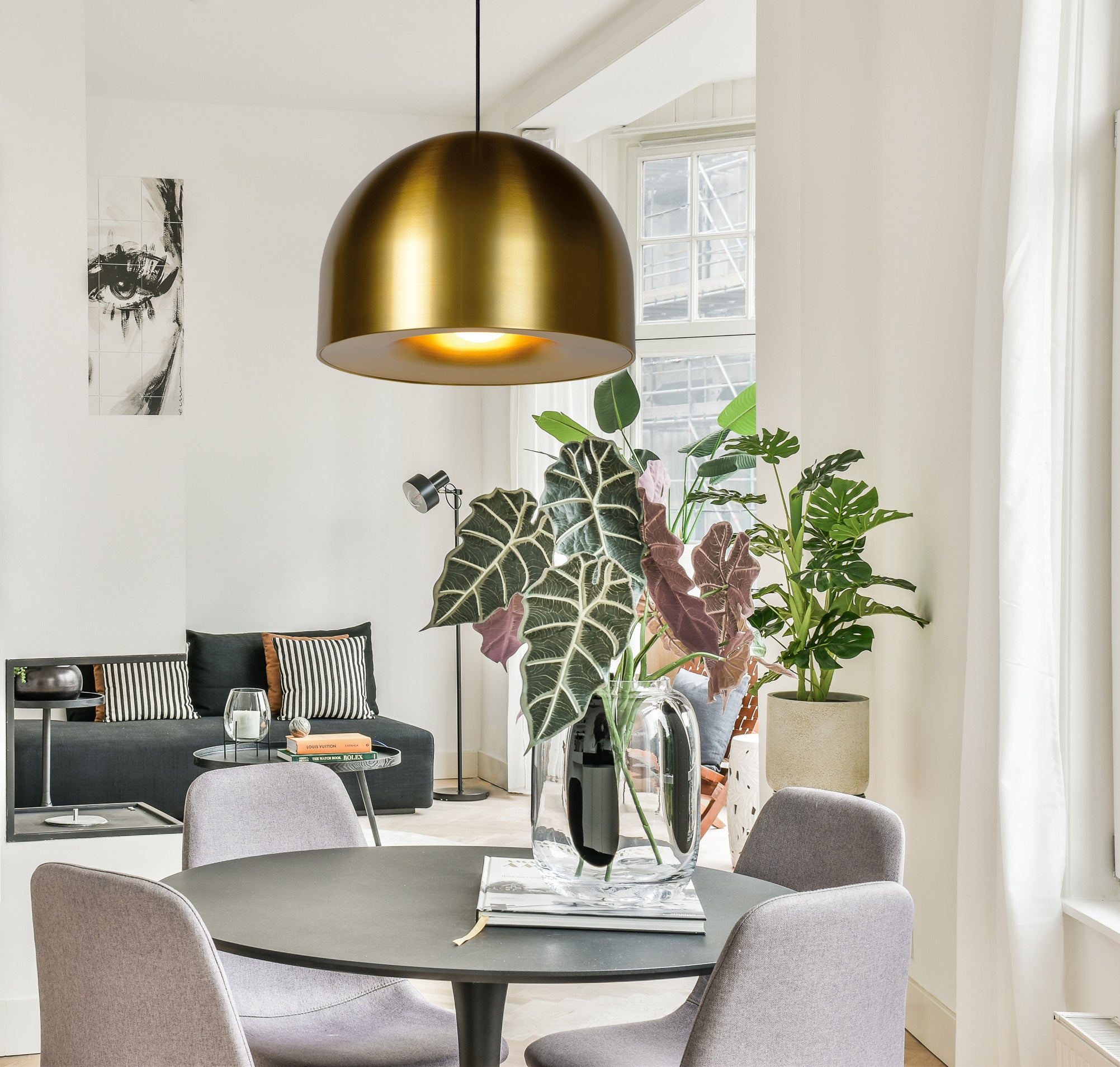 Lampa wisząca AKRON mosiężno-złota 1 x E27 x 40W wym:240x50x50cm Lucide