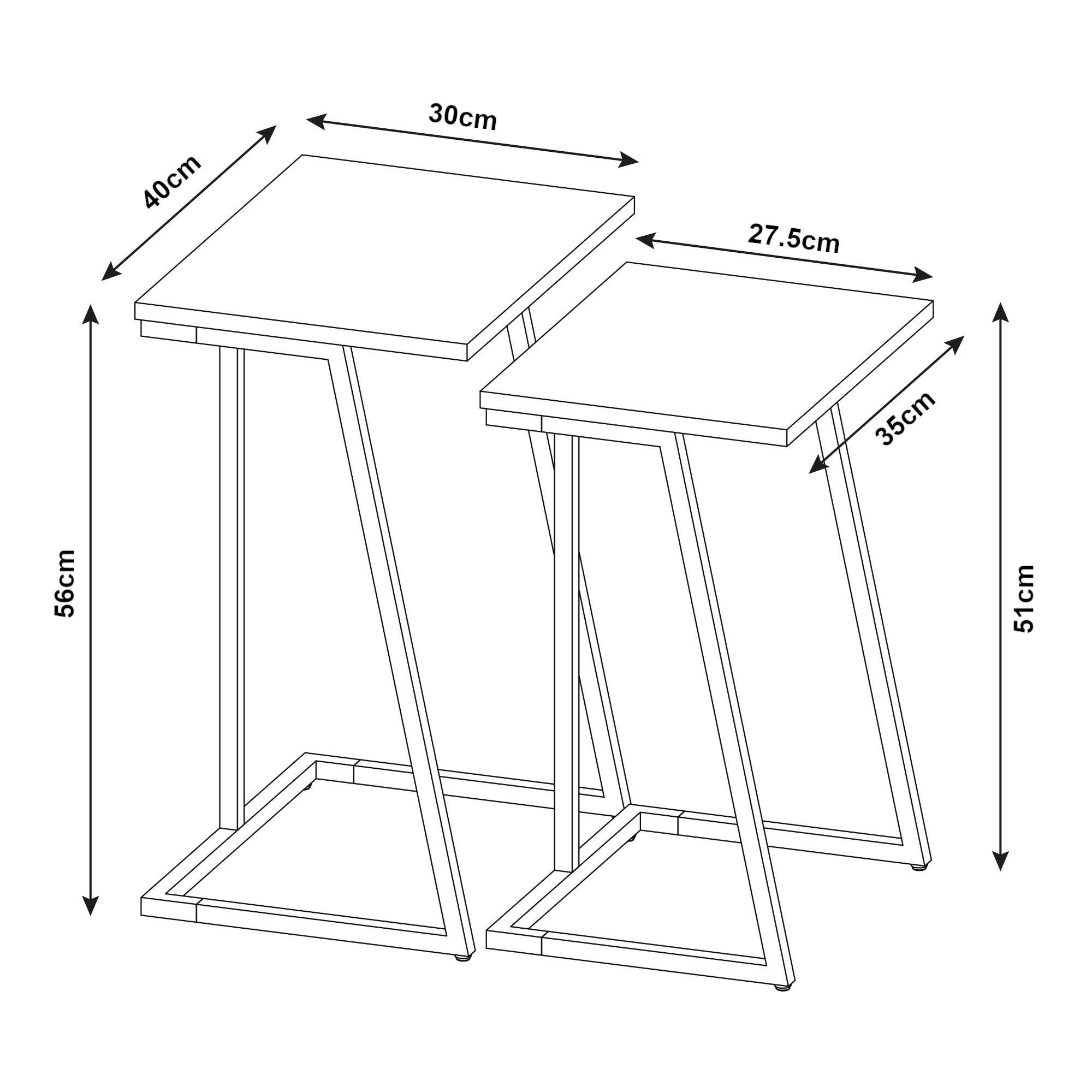 Lot de 2 tables basses gigognes Salem acier panneau de particules or effet marbre blanc [en.casa] - 4
