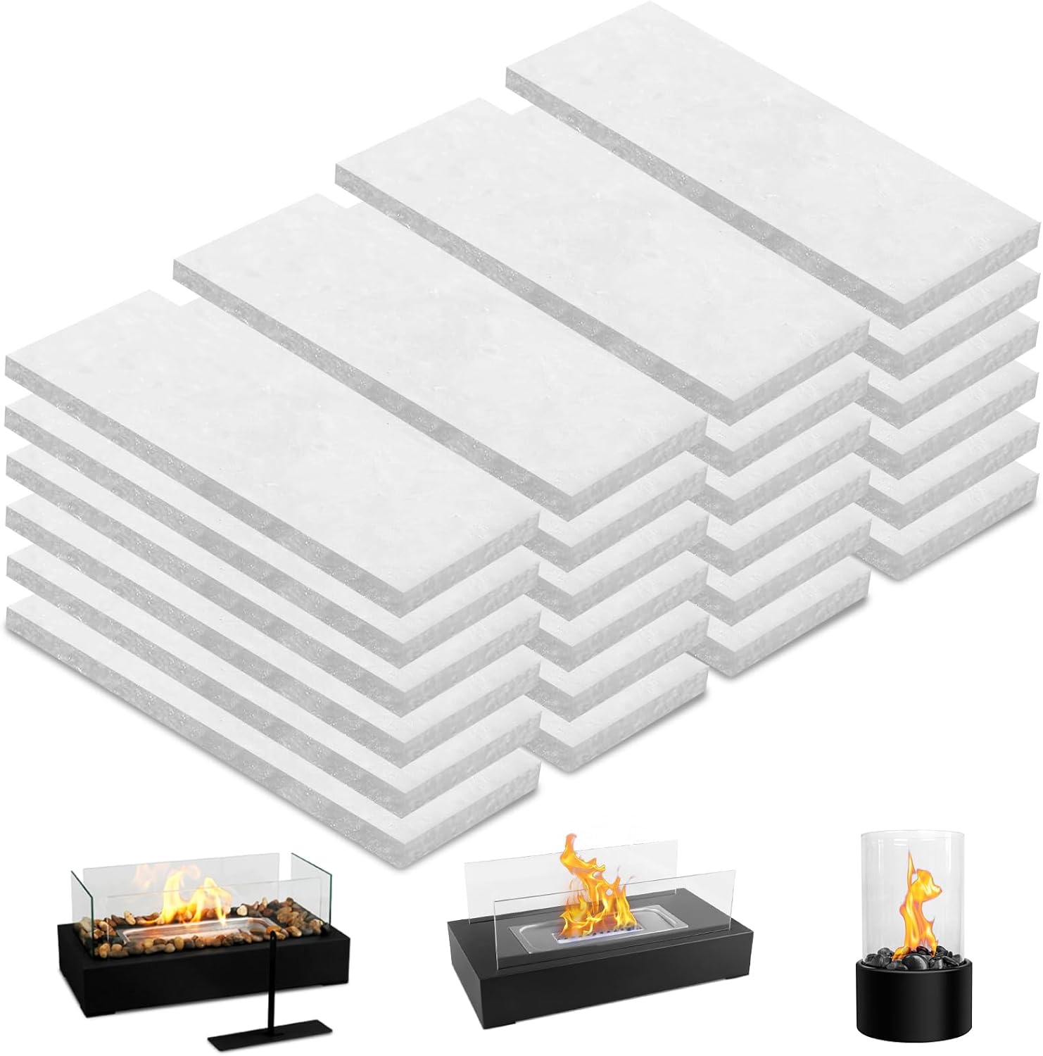 Mèche en céramique de 24 pièces pour cheminées de table afin de prolonger la durée de combustion (12*5*0,5cm)