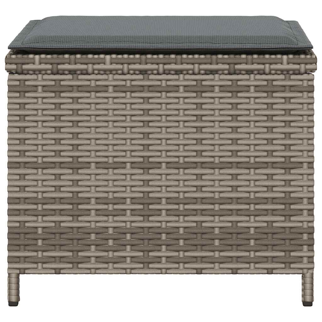 Taburetes de jardín con cojines 4 uds ratán PE gris 41x41x36 cm vidaXL - 6