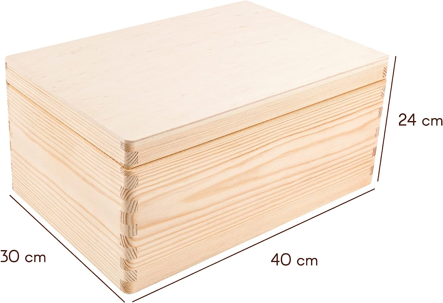 Creative Deco XXL Grande Scatola Legno con Coperchio | 40x30x24 cm | Conteniore per Documenti Portagiochi | non Levigato non Verniciato da Decorare - 5