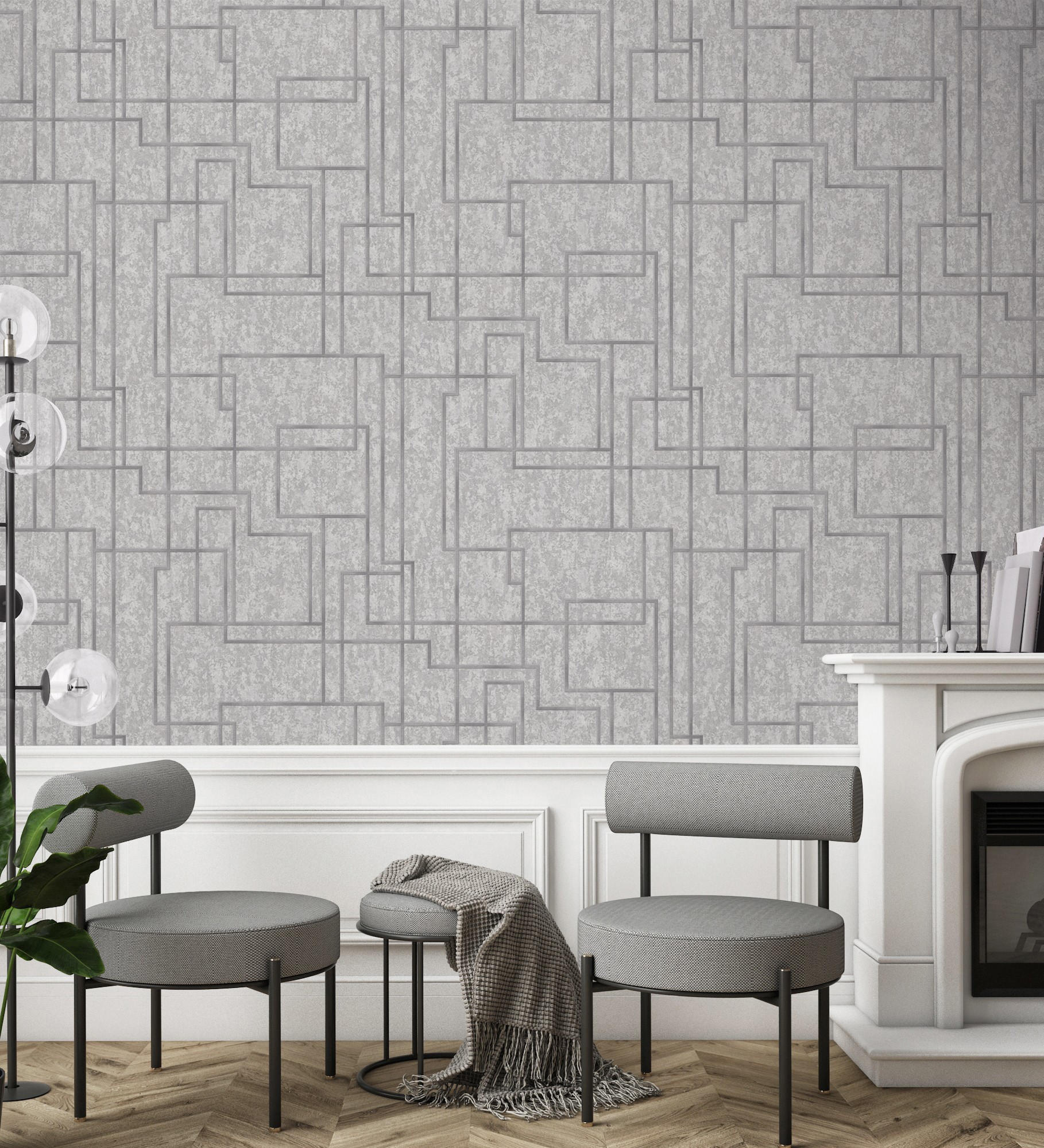 Muestra din a4 de papel pintado vinílico lavable moderno de líneas geométricas con relieve - allure lines 681632 de gaulan