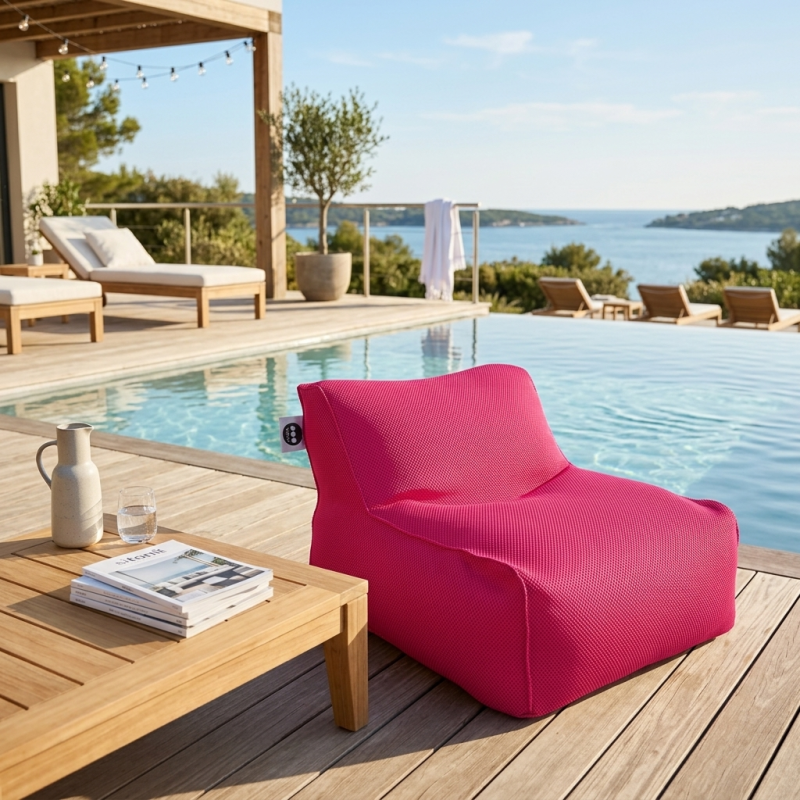 Fauteuil piscine XL flottant 100 × 90 × 70 cm intérieur / extérieur sans polystyrène – Rose (DC10090-3) - 3