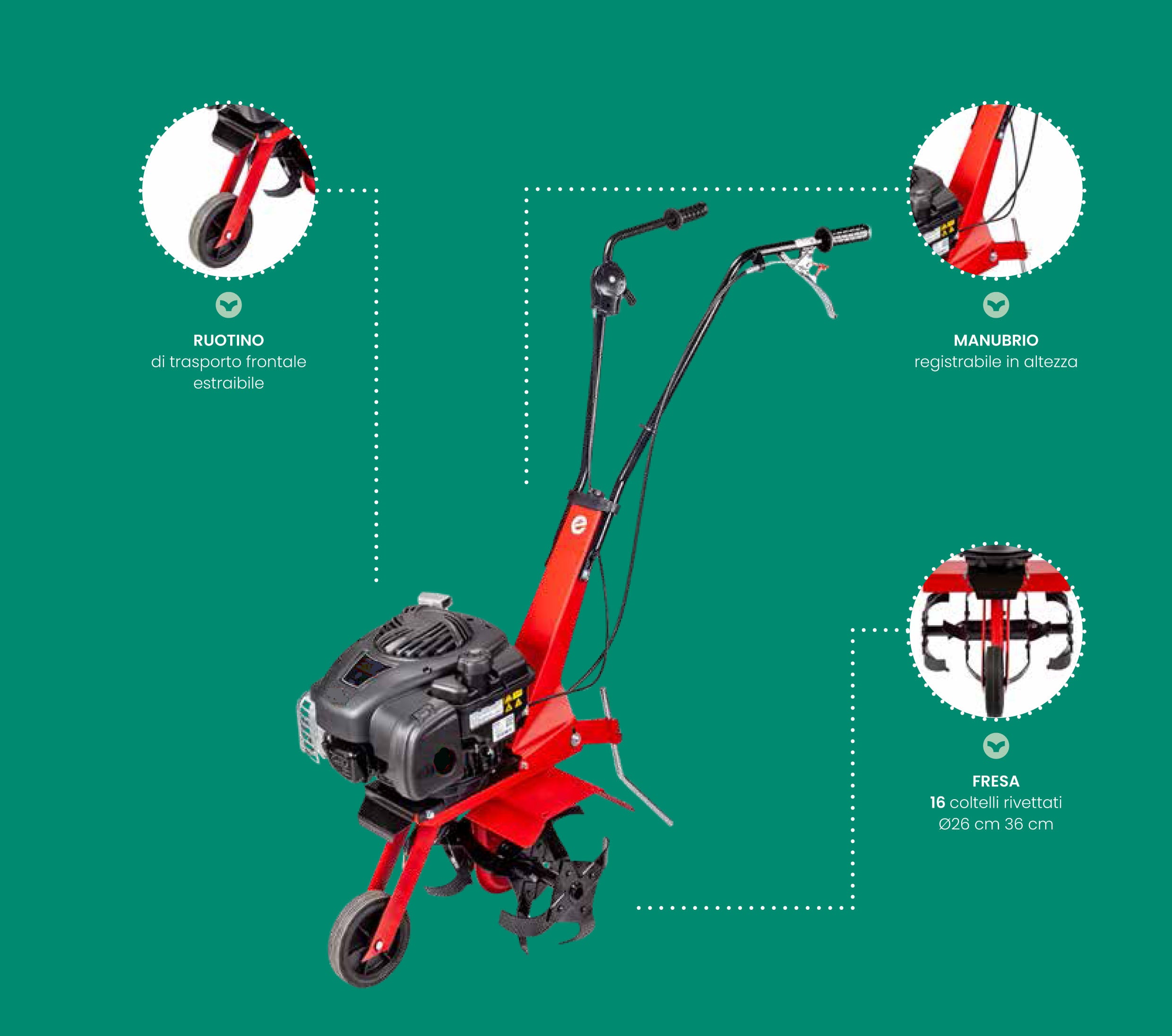 Motozappa la Zappa EUROSYSTEMS - motore a scoppio a benzina RATO - Made in Italy - 3