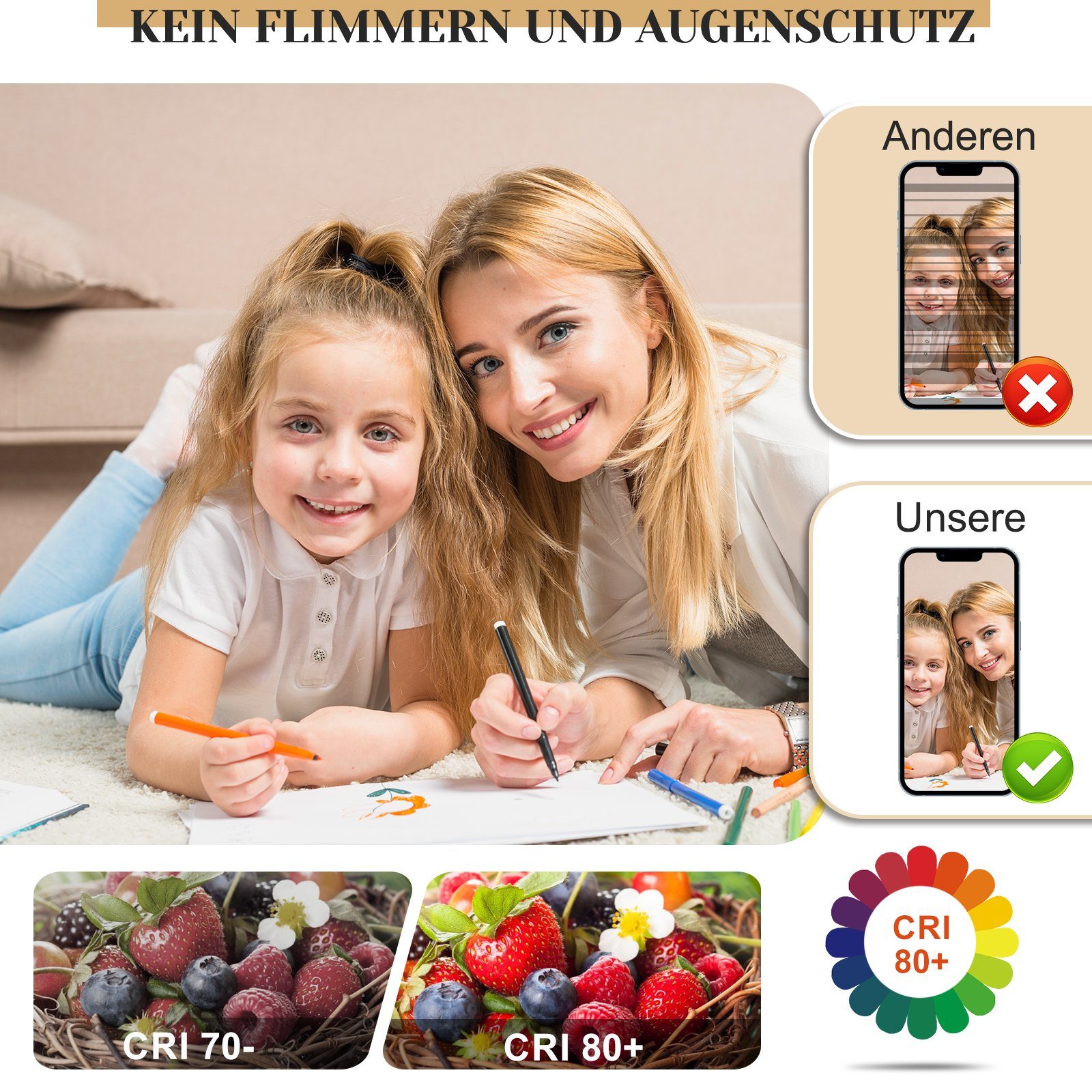 NETTLIFE Plafonnier LED Noir Intensité Variable 80 cm Salon 78W Chambre Moderne avec Télécommande Design Idéal pour Salle à Manger Bureau Cuisine - 3