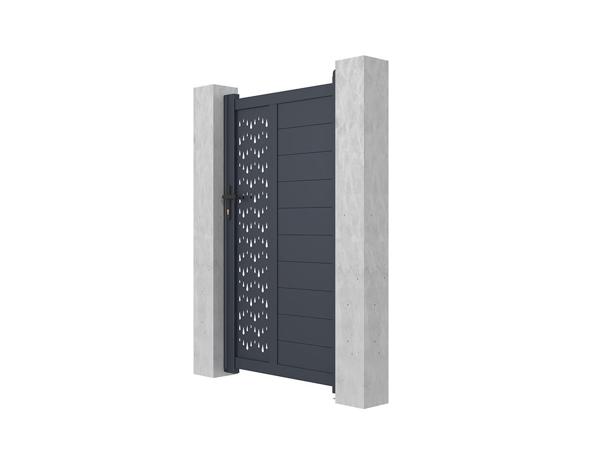 Portillon battant aluminium semi plein à motifs L103 x H180 cm anthracite GREGOR - 7