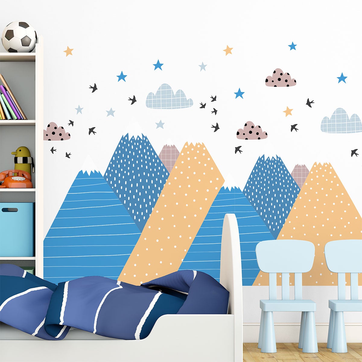 Vinilo niño escandinavo de montaña chouka - adhesivo de pared - revestimiento sticker mural decorativo - 100x150cm - 3