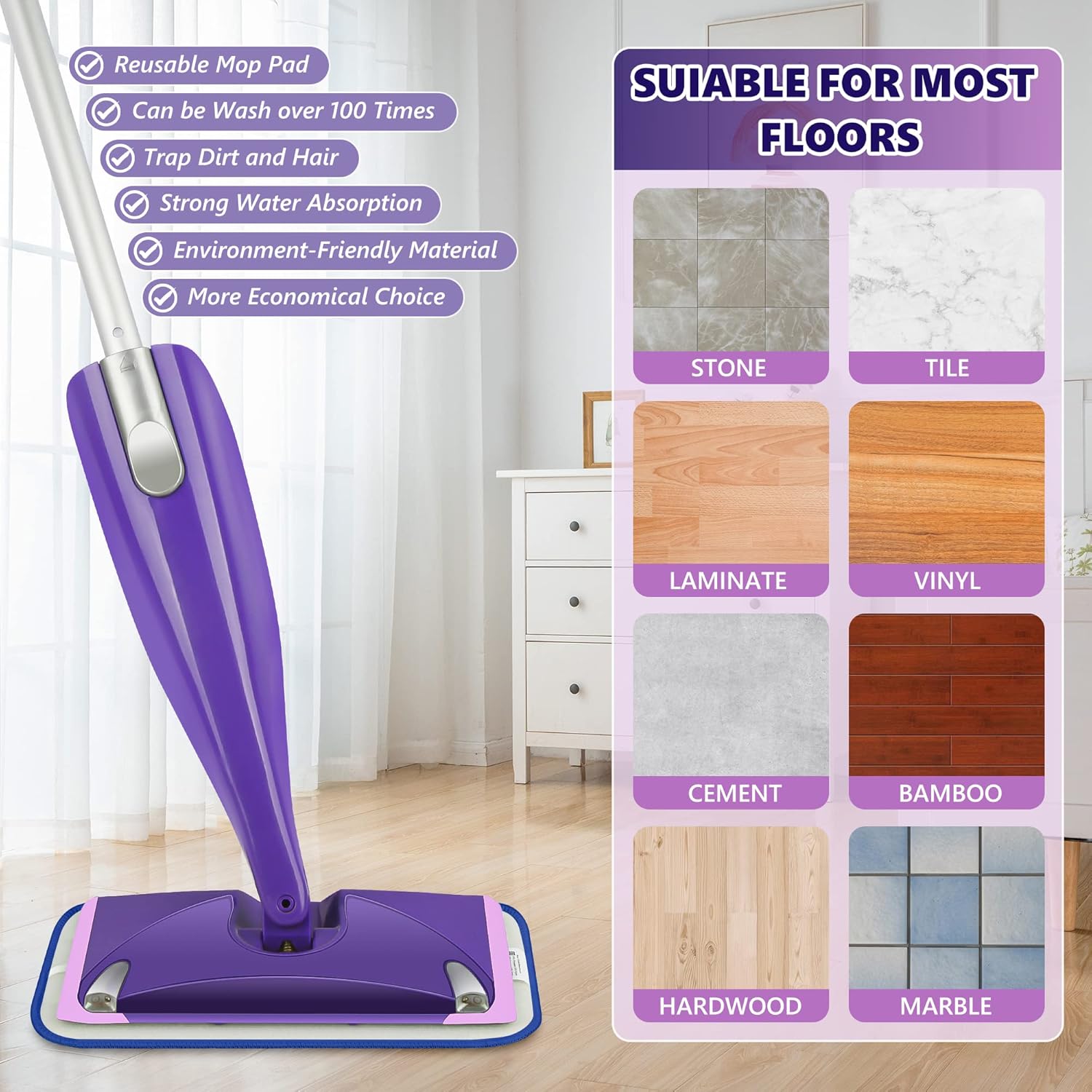 Paños de repuesto de microfibra reutilizables compatibles con Swiffer Wet Jet, paquete de 3 - 5