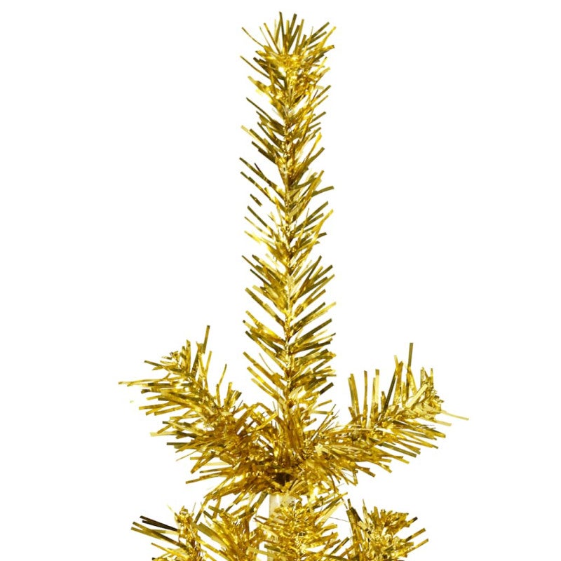 Albero Natale Artificiale Sottile a Metà con Supporto Oro 120cm vidaXL - 5