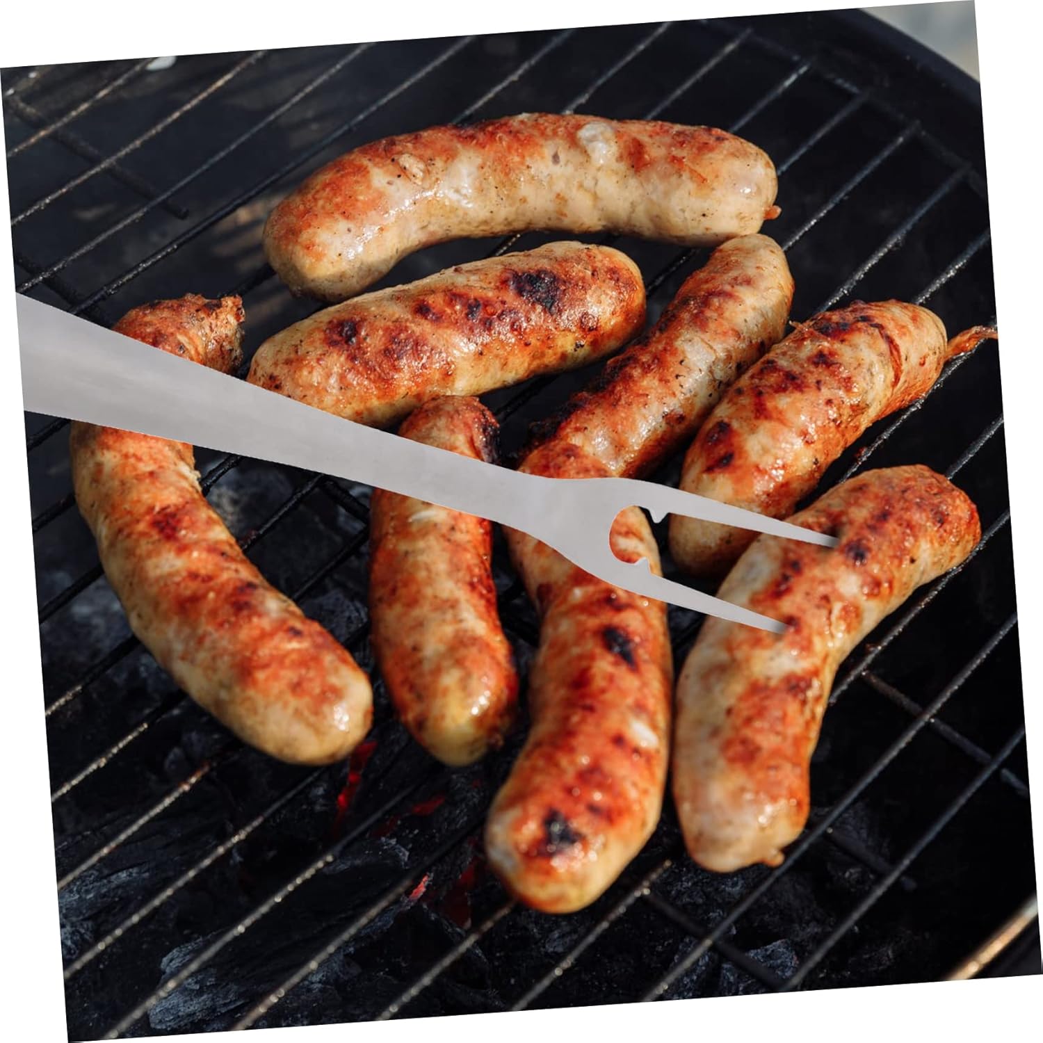 Zestaw 2 przyborów do grilla ze stali nierdzewnej: ergonomiczny widelec i szpatułka do grillowania na świeżym powietrzu – praktyczne akcesoria do gri - 2