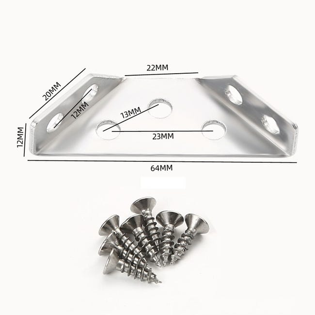 Staffe Angolari In Acciaio Inox - 30 Pezzi Con Viti - Per Mobili, Scaffali, Armadi - 3 Misure Diverse - Foto 6