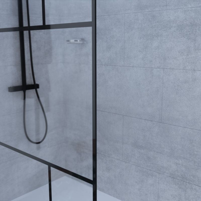 Paroi de douche industrielle noire ATELIA 100 cm - 4