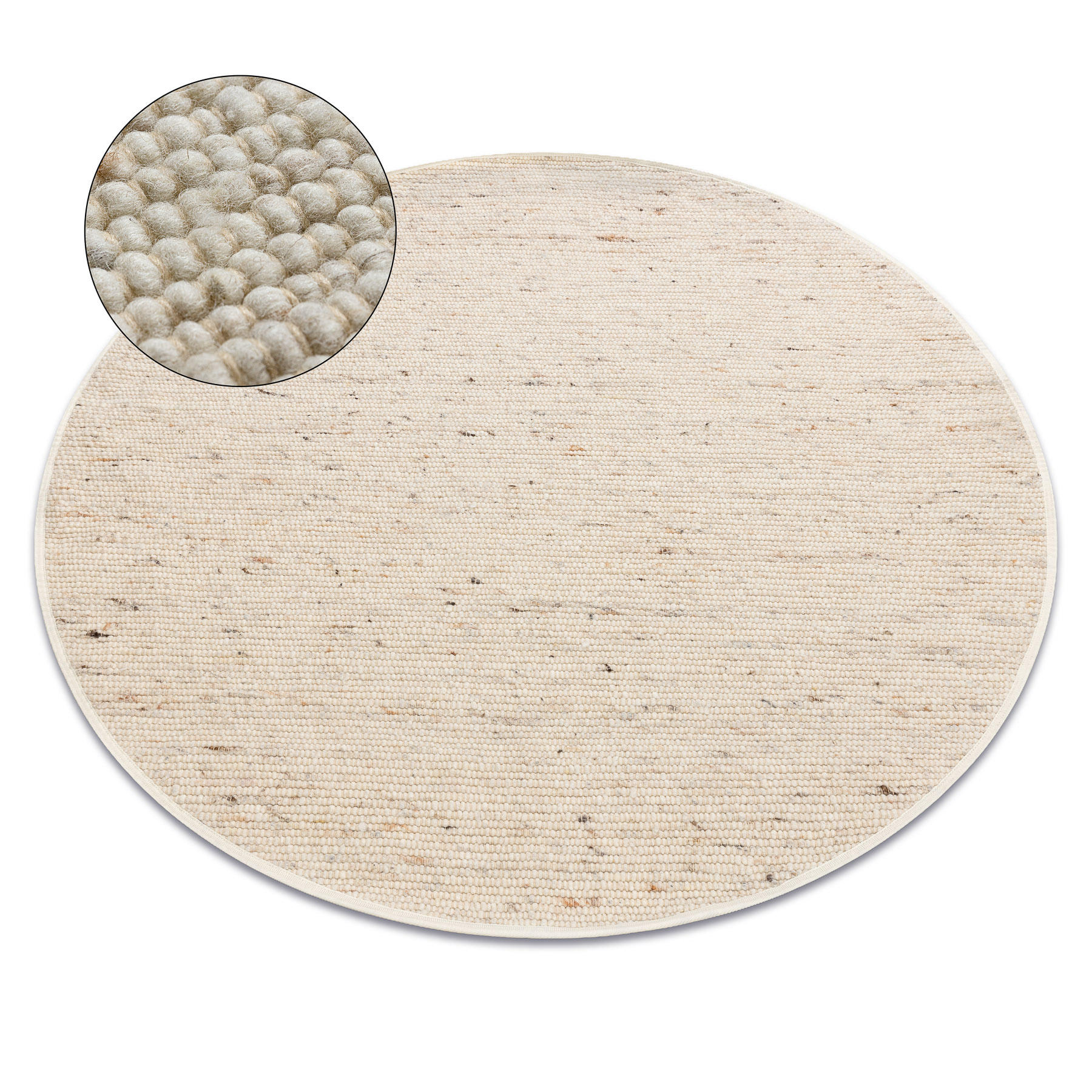 Dywan NEPAL koło 2100 beż - wełniany, dwustronny, naturalny koło 100 cm