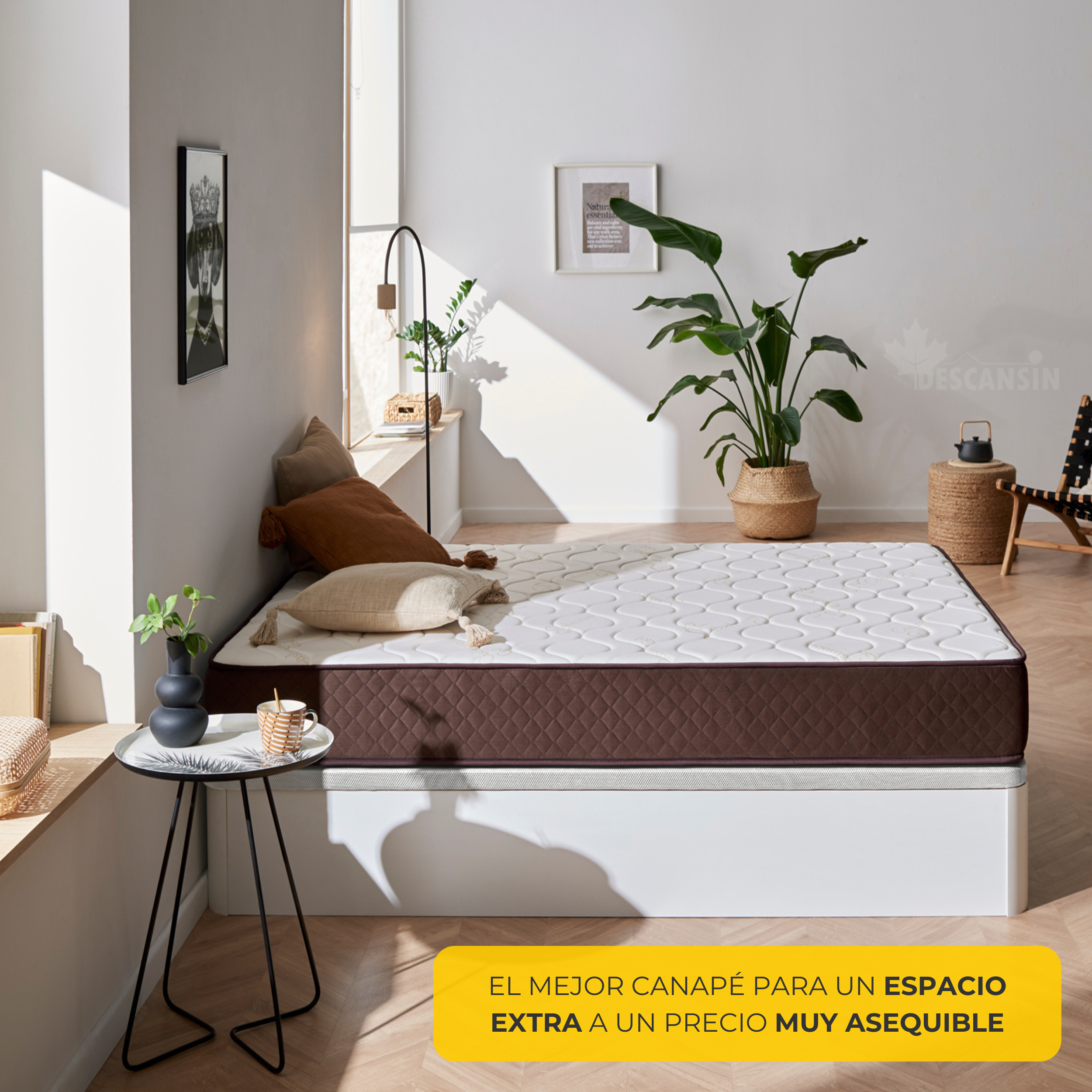 Canapé Abatible 105x190 cm | Color Blanco | Con Subida A Domicilio | Reforzado | Gran Almacenaje | Descansin - 9