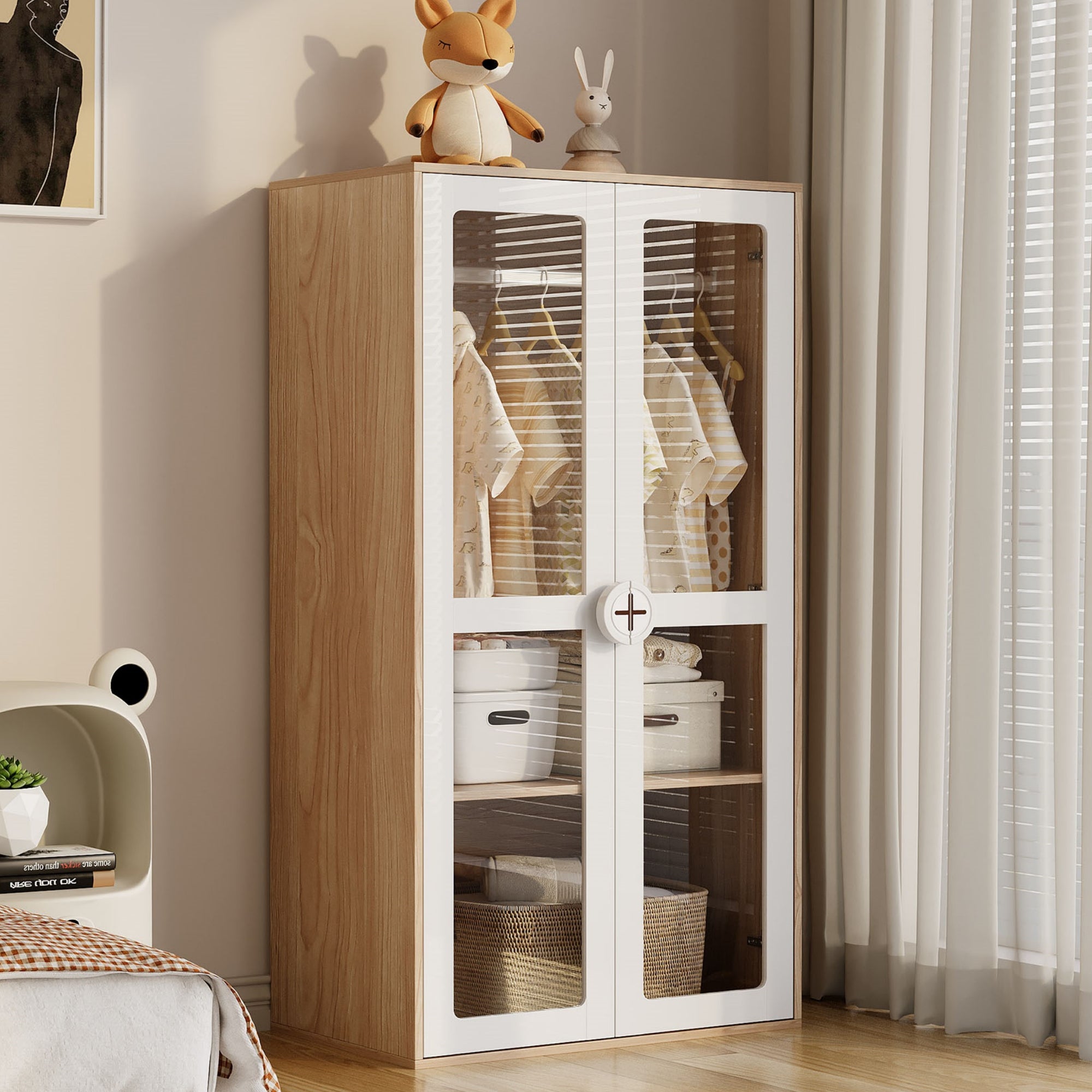 Armadietto Porta Medicinali Con Ante A Fienile Grigio - Mobile Da Parete In Legno Con Ripiano Regolabile E Barra Portasciugamani Per Bagno - 3
